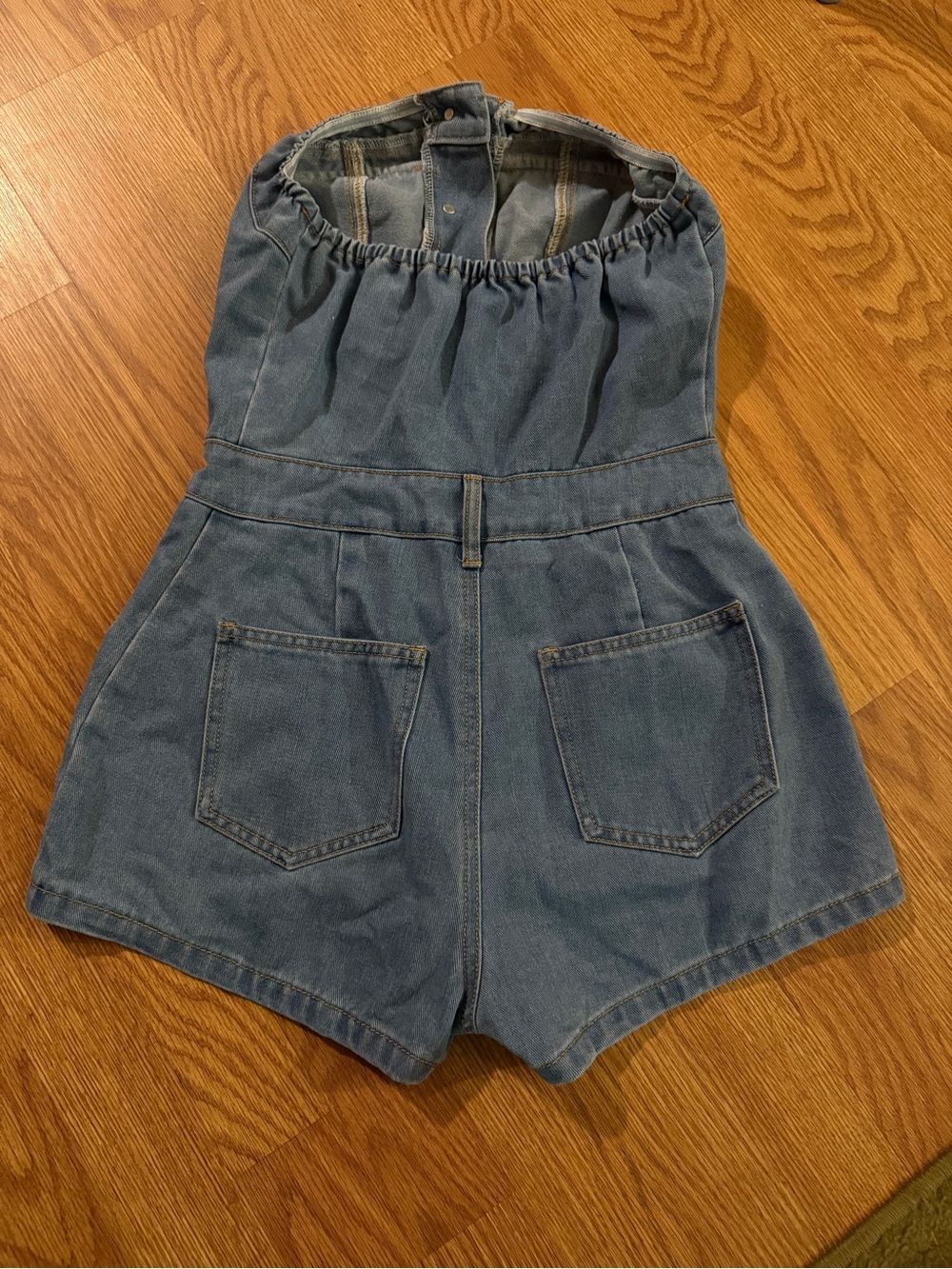 Strapless Denim Button Fitted Short Romper Size Small - Picture 8 of 9